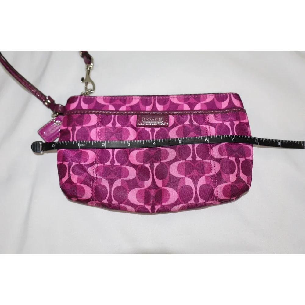 Coach Y2K Signature C Wristlet Pink Silver Logo Bag